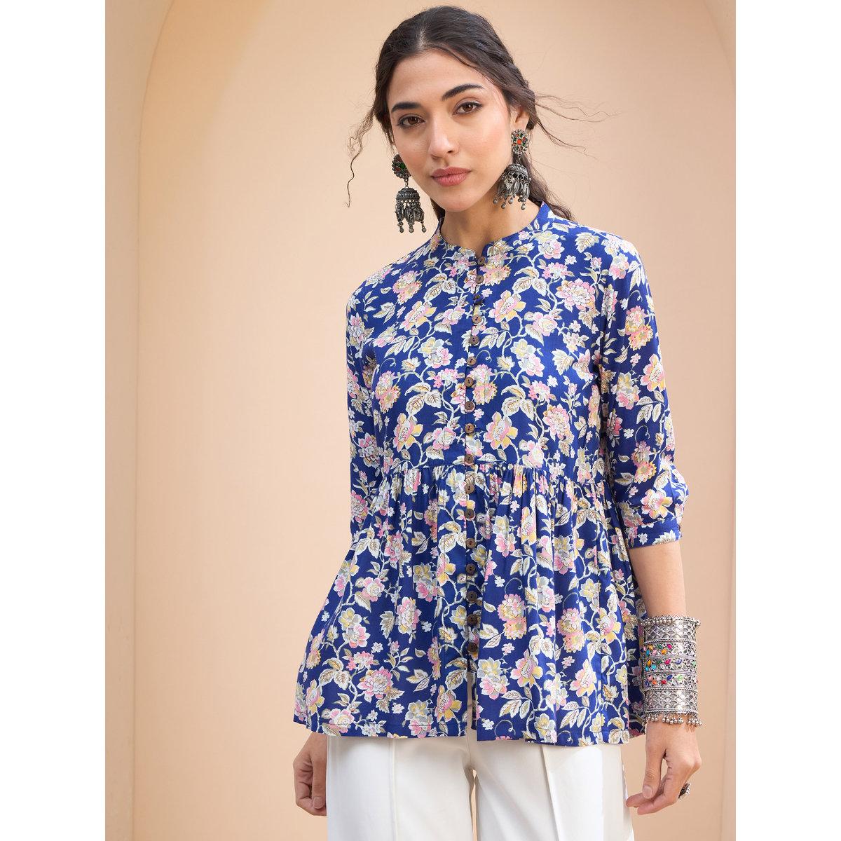 كورتي بطبعة زهور وتفاصيل أزرار-women-clothing-ethnicwear-kurtas-image-6