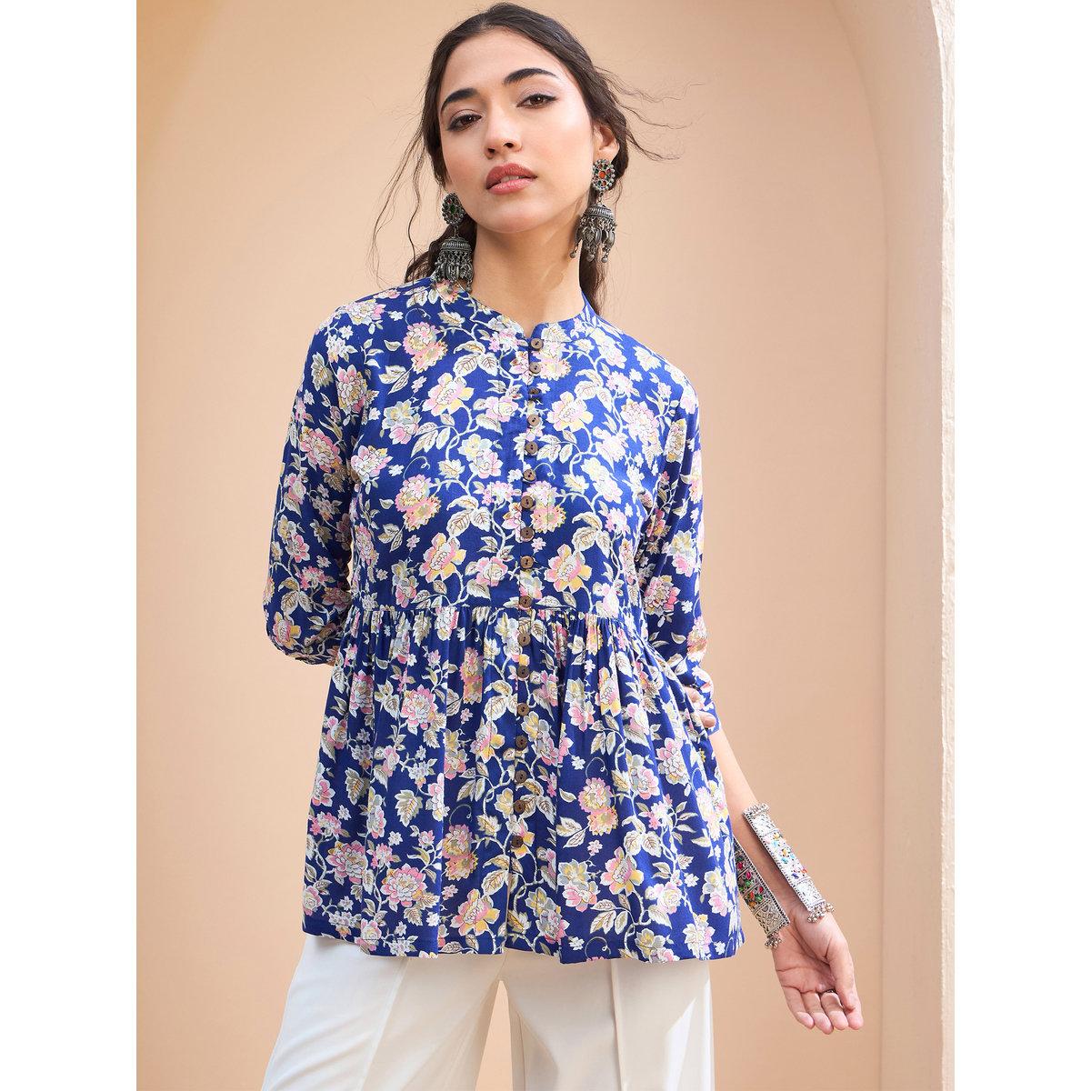كورتي بطبعة زهور وتفاصيل أزرار-women-clothing-ethnicwear-kurtas-image-7