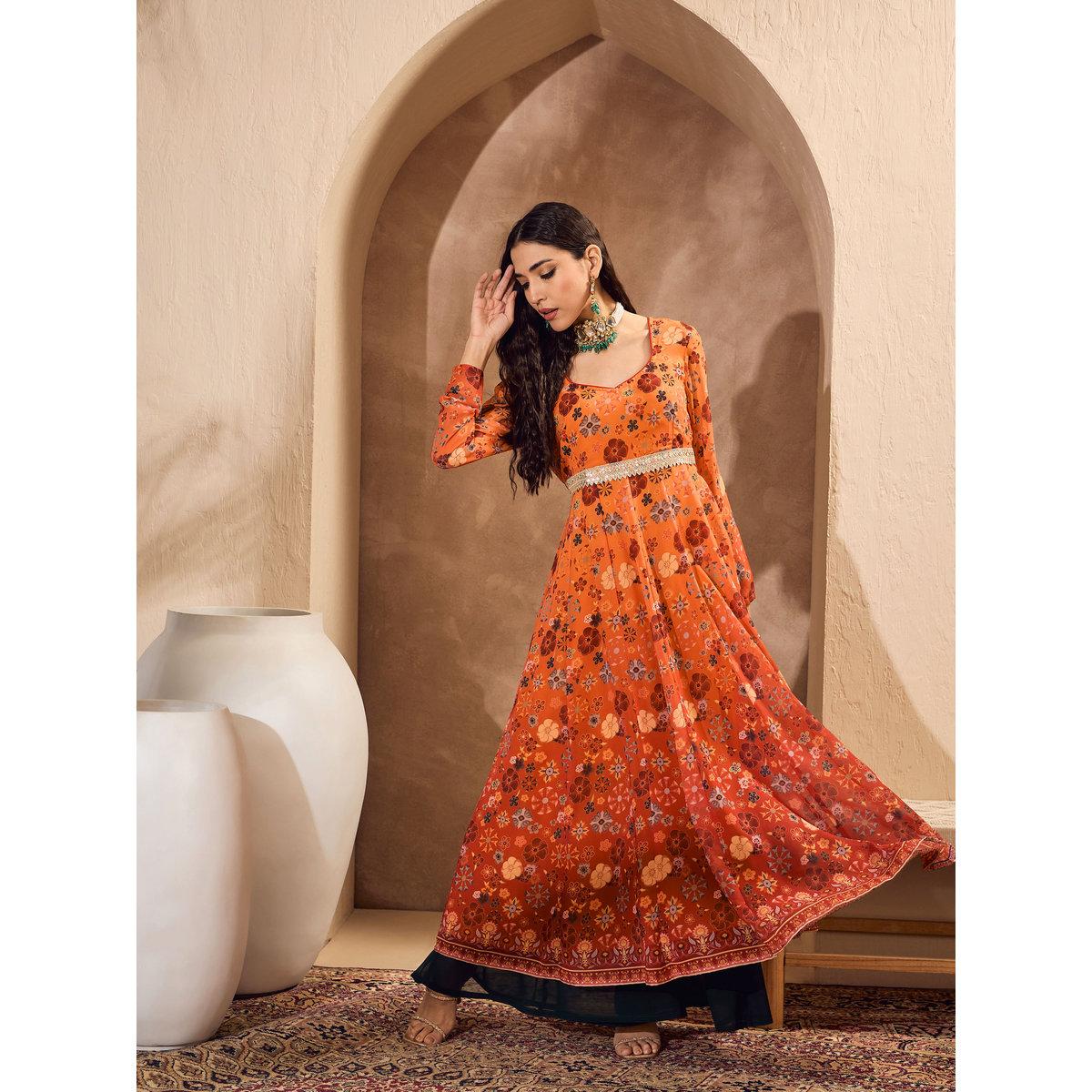 كورتا بطبعة زهور وياقة قلب-women-clothing-ethnicwear-kurtas-image-6