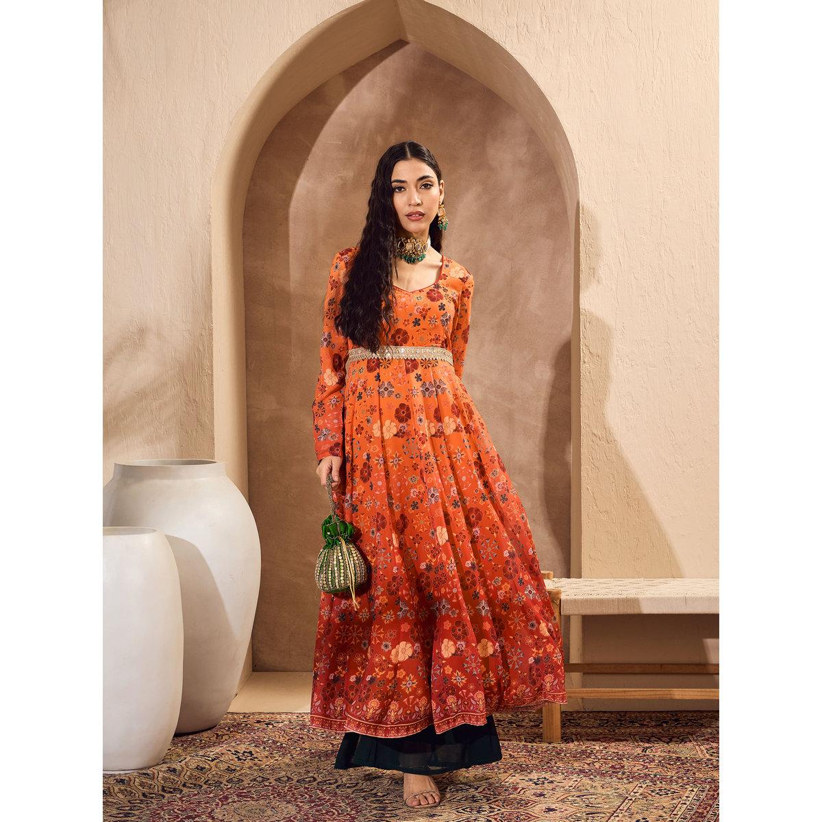 كورتا بطبعة زهور وياقة قلب-women-clothing-ethnicwear-kurtas-image-7