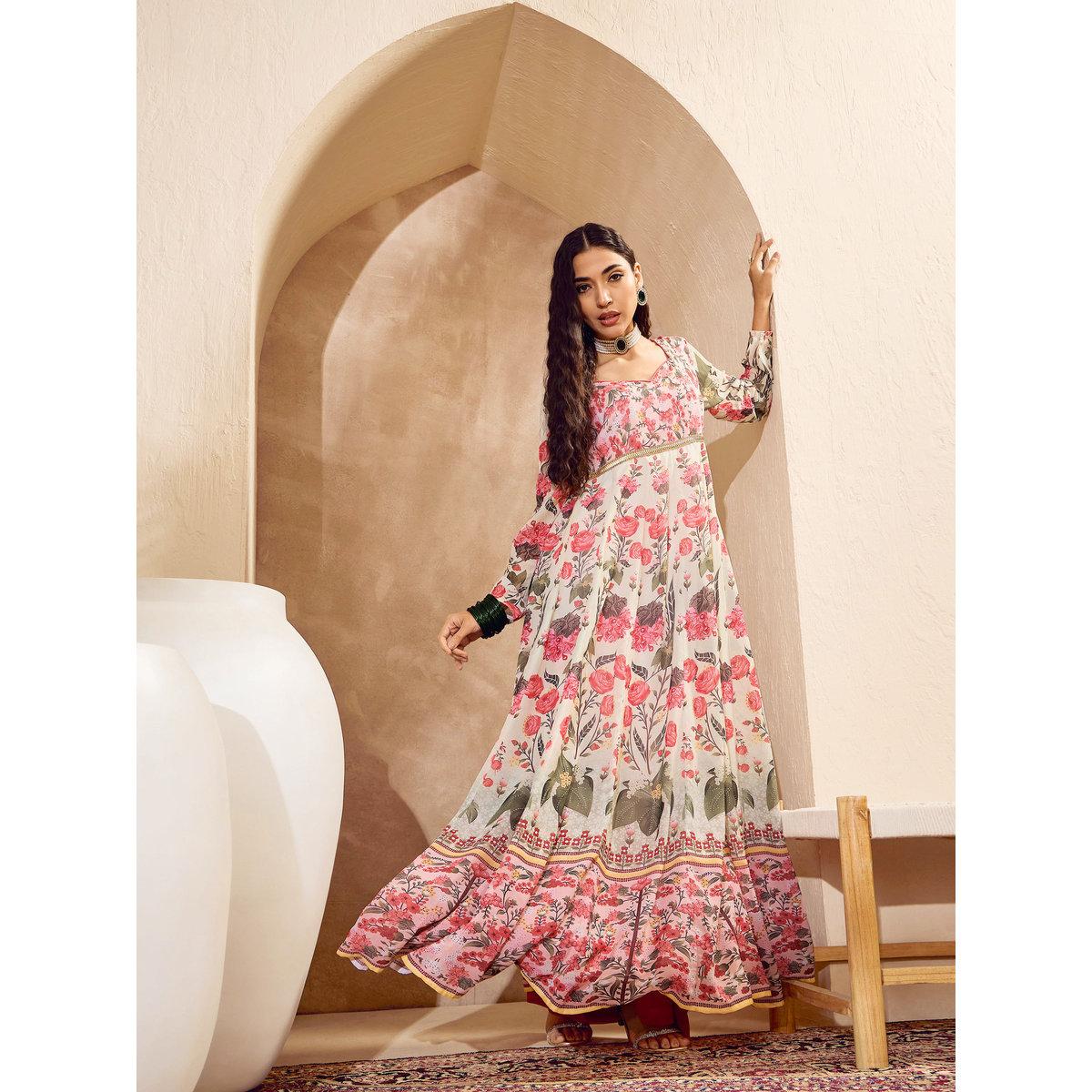 كورتا بطبعة زهور بياقة قلب-women-clothing-ethnicwear-kurtas-image-2