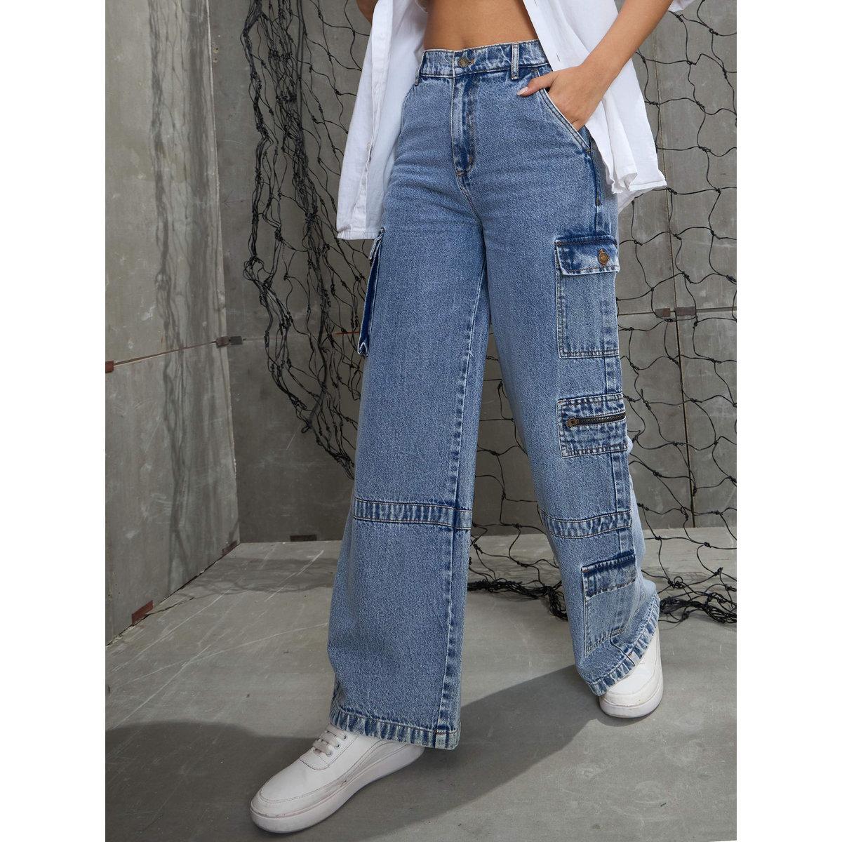 Sassafras Women Straight Fit Cargo Jeans-women-clothing-bottoms-jeans-image-7