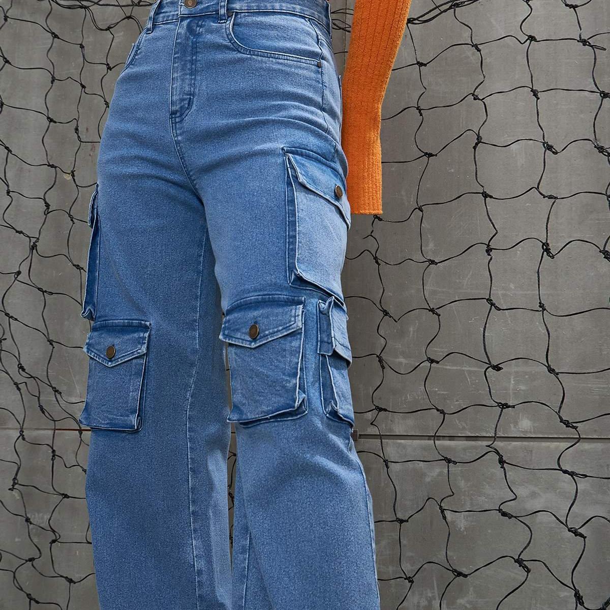 Sassafras Women High Rise Multi Pockets Cargo Jeans-women-clothing-bottoms-jeans-image-2