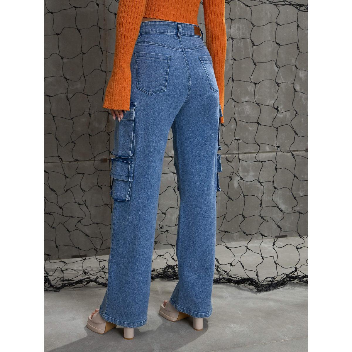 Sassafras Women High Rise Multi Pockets Cargo Jeans-women-clothing-bottoms-jeans-image-5