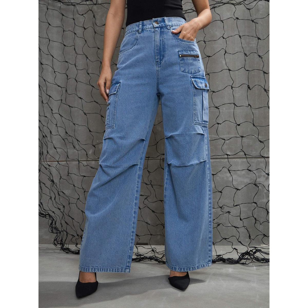 Sassafras Women Pleated Knee Cargo Jeans-women-clothing-bottoms-jeans-image-1