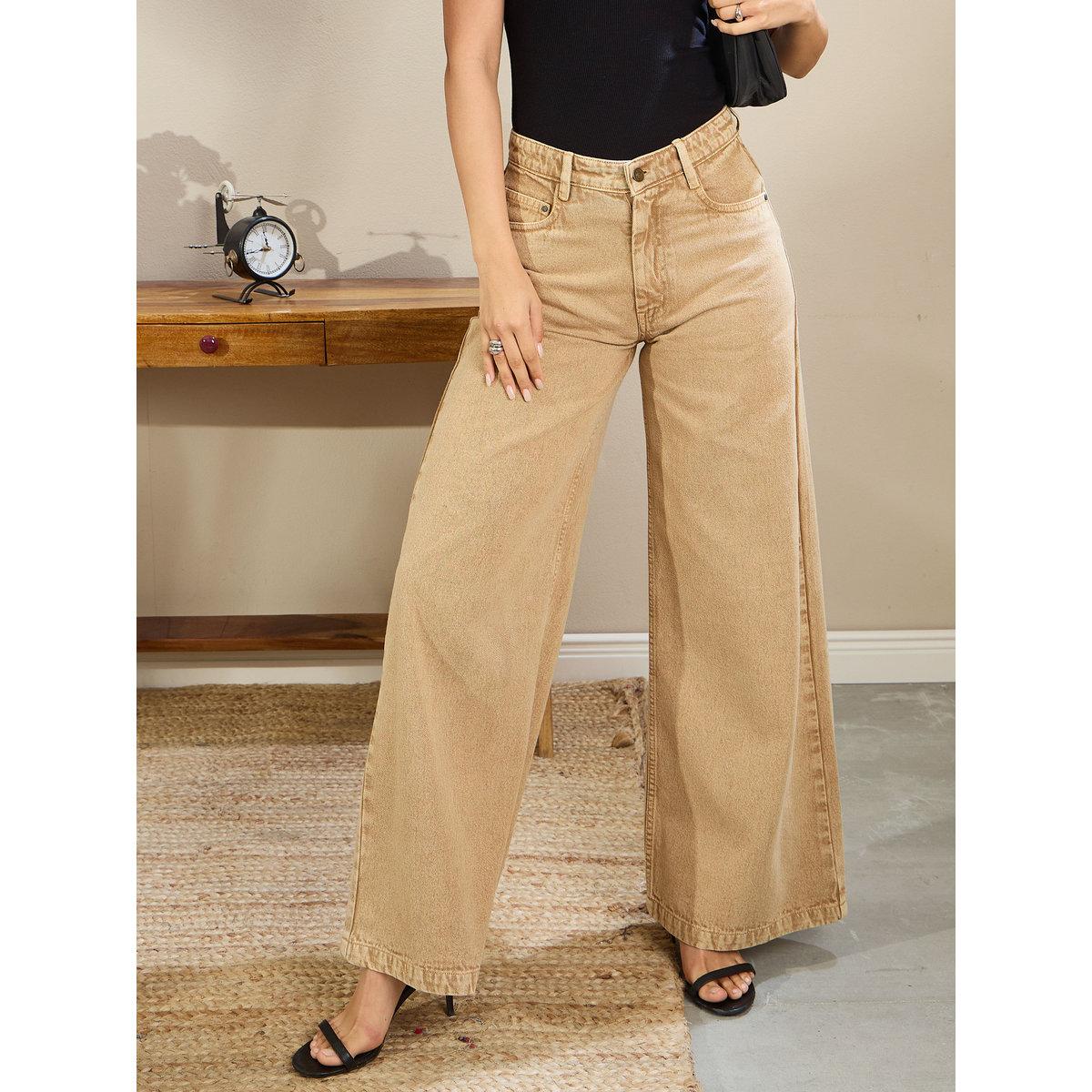 بنطال جينز باجي بقصة أرجل واسعة-women-clothing-bottoms-jeans-image-1