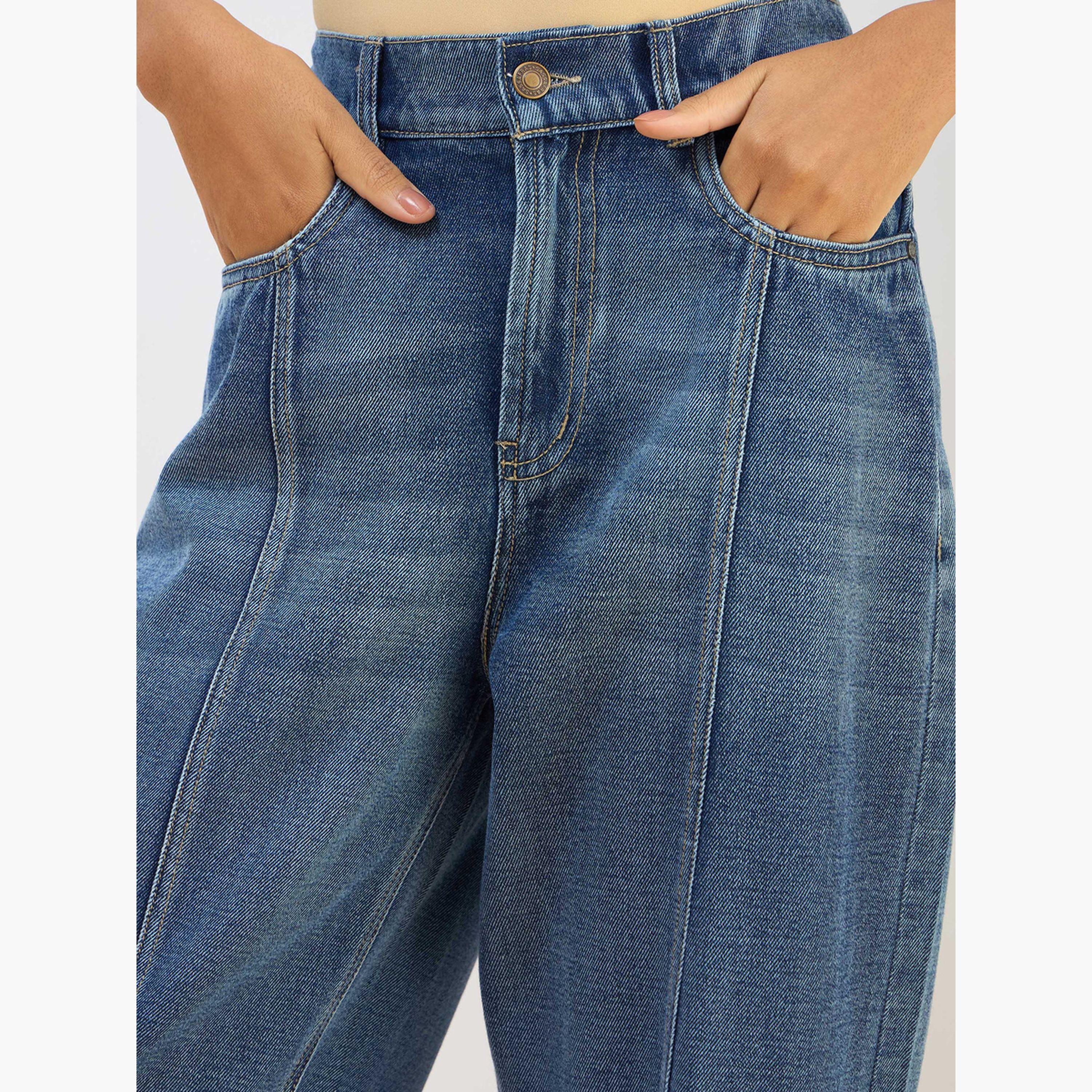 Sassafras Women Blue Washed Balloon Fit Jeans-women-clothing-bottoms-jeans-image-4