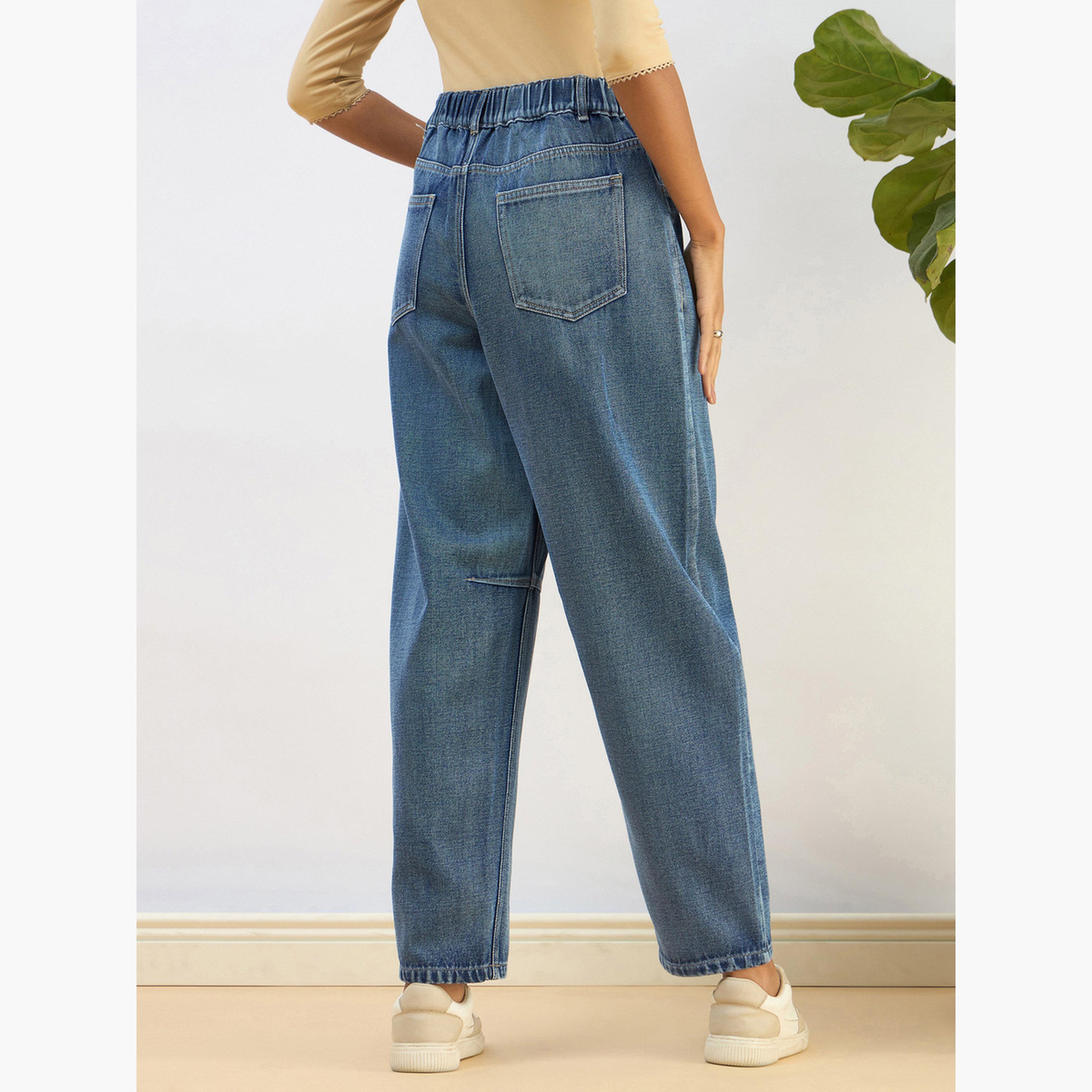 Sassafras Women Blue Washed Balloon Fit Jeans-women-clothing-bottoms-jeans-image-5