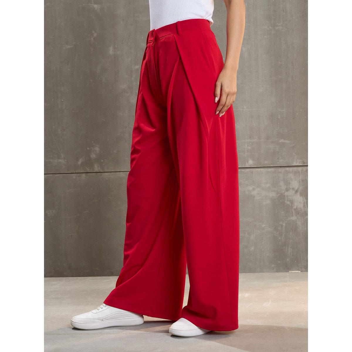 بنطال بقصة أرجل واسعة مع تفاصيل كسرات-women-clothing-bottoms-trousers-image-3