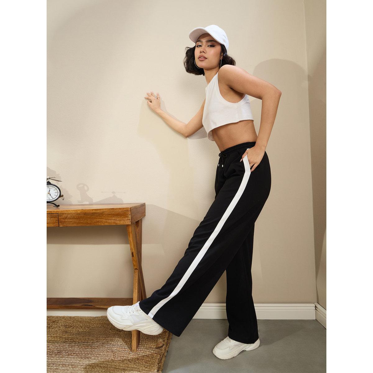 Sassafras Women Black Side Tape Drawstring Joggers-women-clothing-bottoms-joggers-image-2