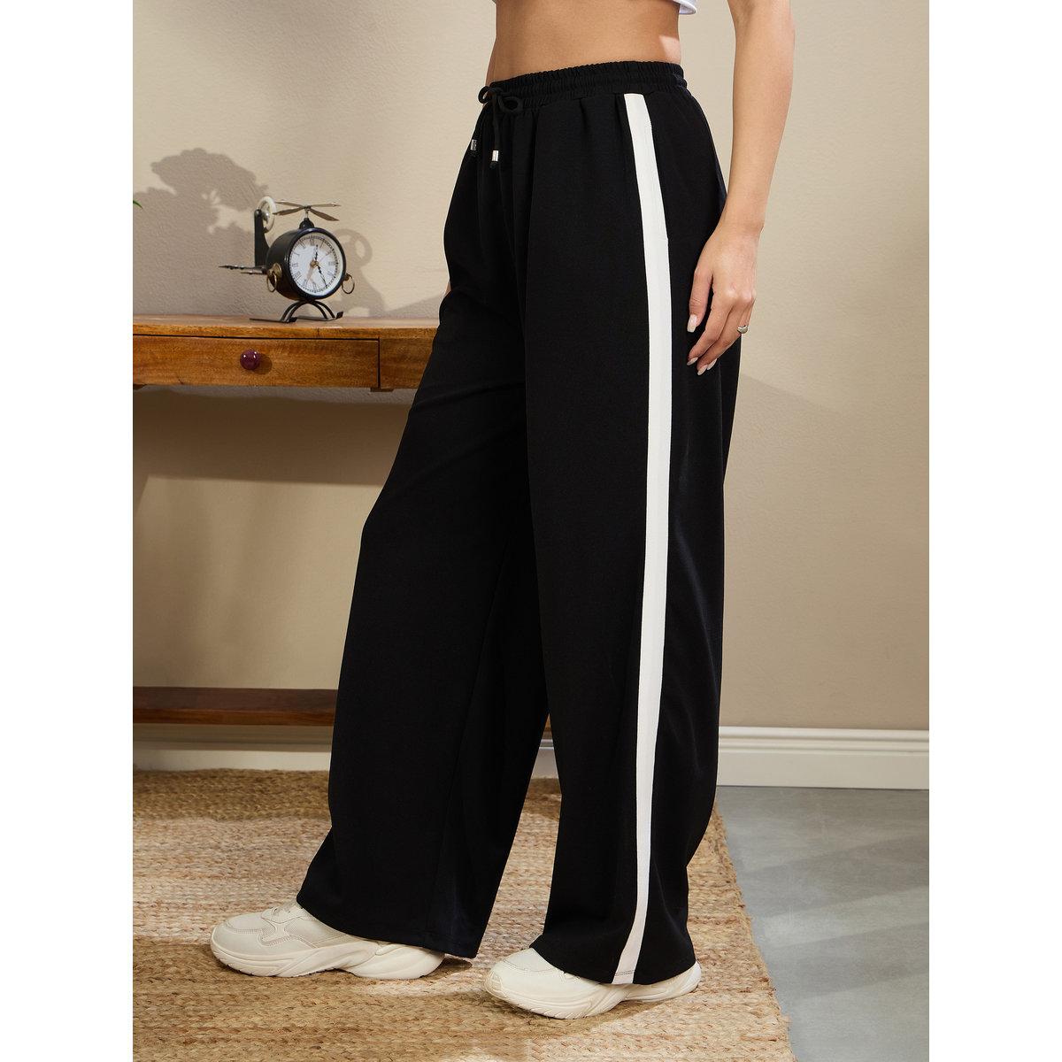 Sassafras Women Black Side Tape Drawstring Joggers-women-clothing-bottoms-joggers-image-3