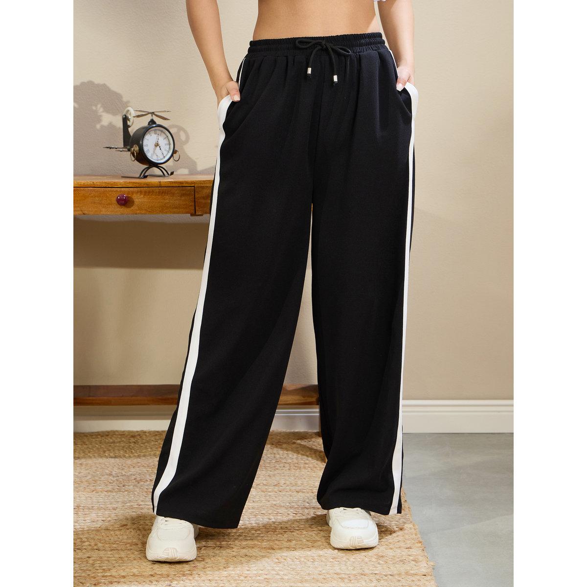 Sassafras Women Black Side Tape Drawstring Joggers-women-clothing-bottoms-joggers-image-7