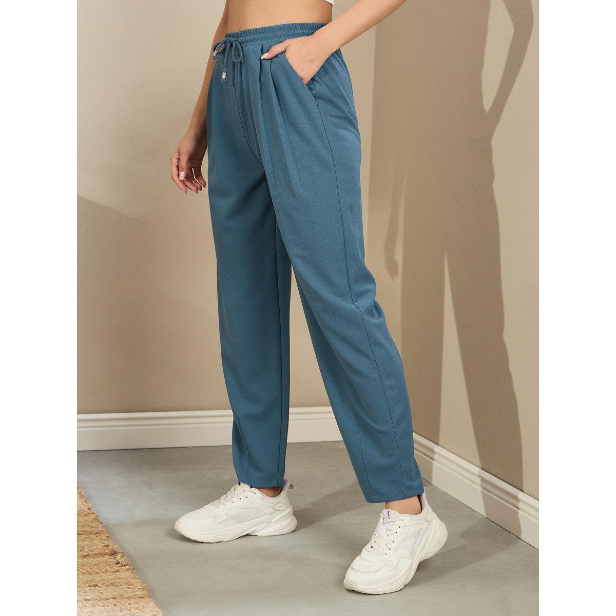 Sassafras Women Blue Tapered Drawstring Joggers-women-clothing-bottoms-joggers-image-3