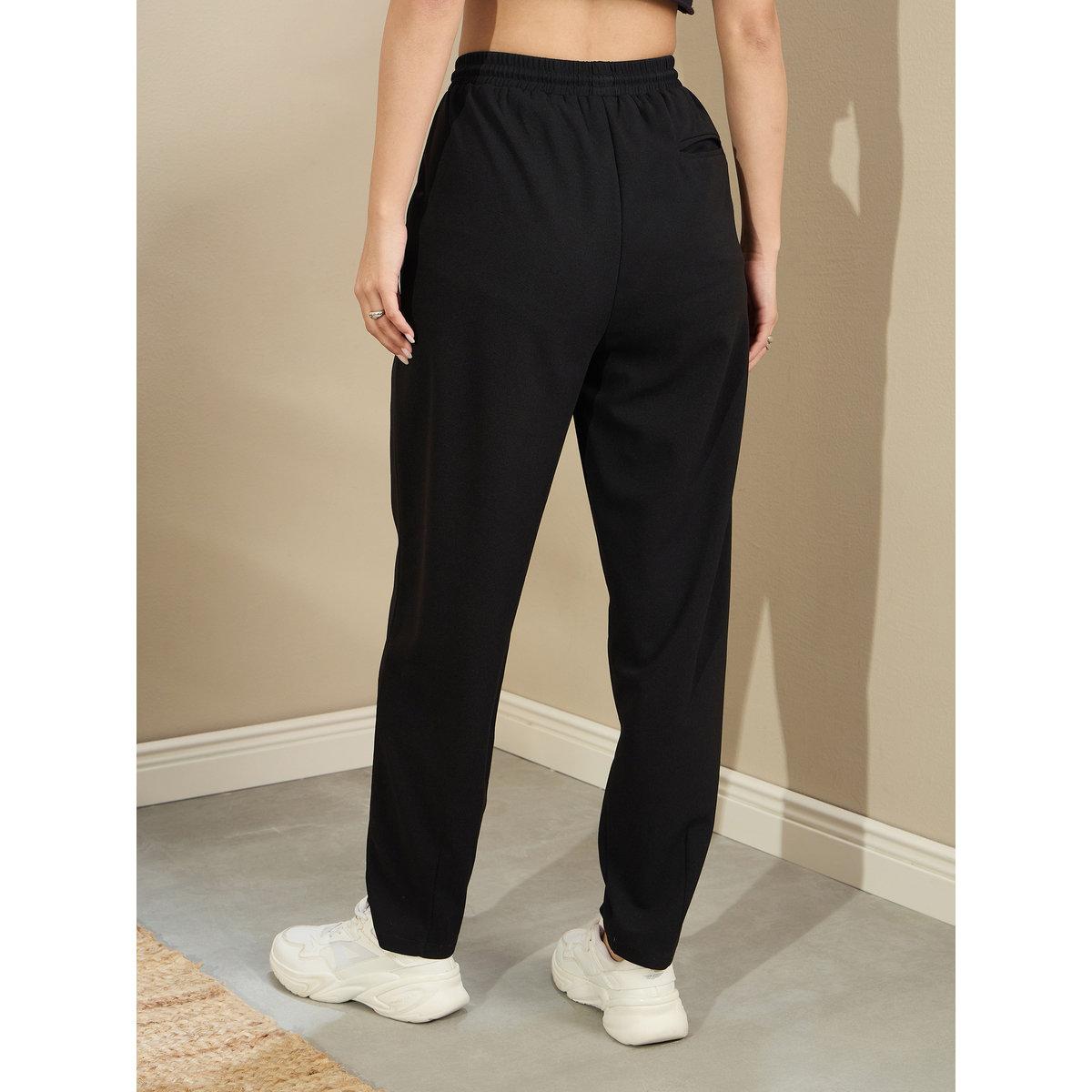 Sassafras Women Black Tapered Drawstring Joggers-women-clothing-bottoms-joggers-image-5