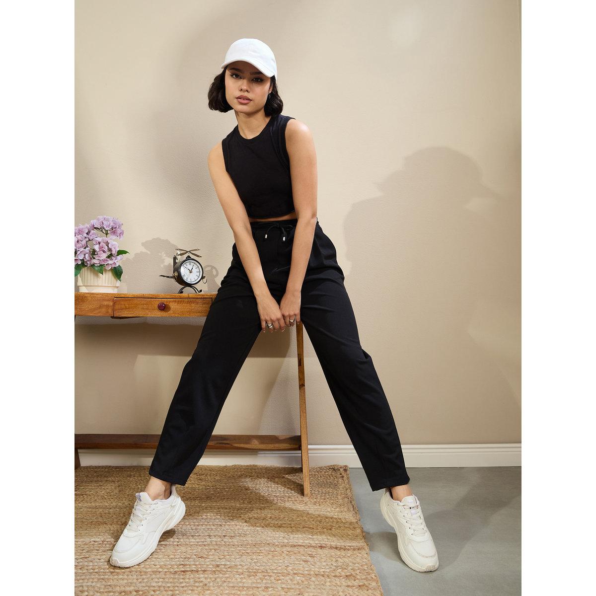 Sassafras Women Black Tapered Drawstring Joggers-women-clothing-bottoms-joggers-image-6