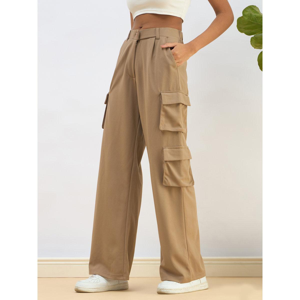 Sassafras Women Beige Comfort Fit Cargo Pants-women-clothing-bottoms-trousers-image-3