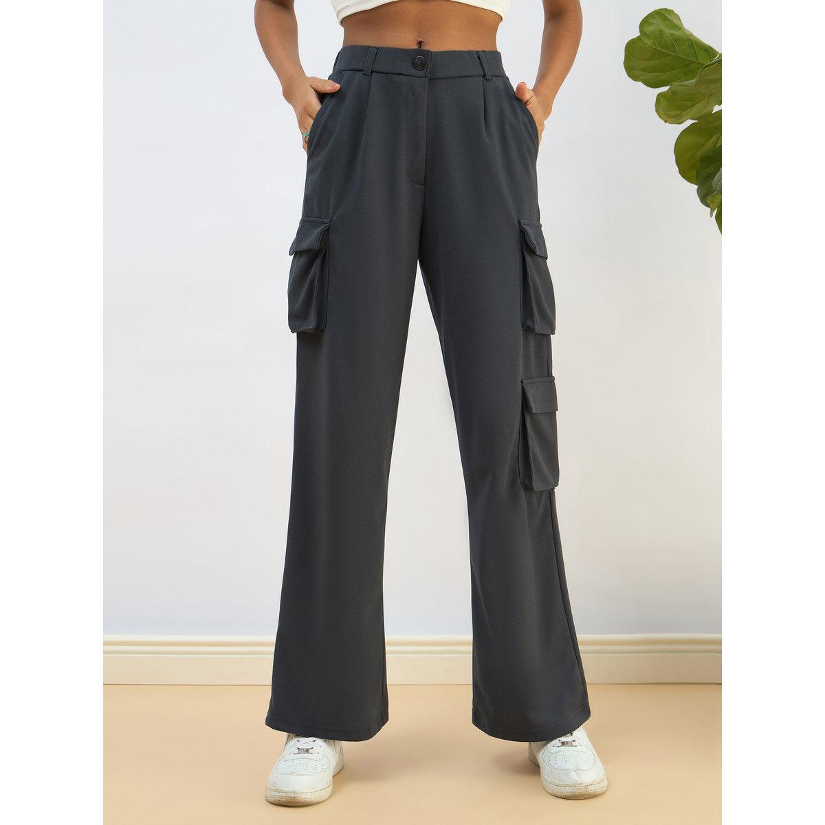 Sassafras Women Navy Comfort Fit Korean Cargo Pants-women-clothing-bottoms-trousers-image-1