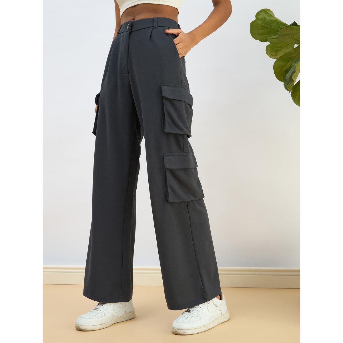 Sassafras Women Navy Comfort Fit Korean Cargo Pants-women-clothing-bottoms-trousers-image-3