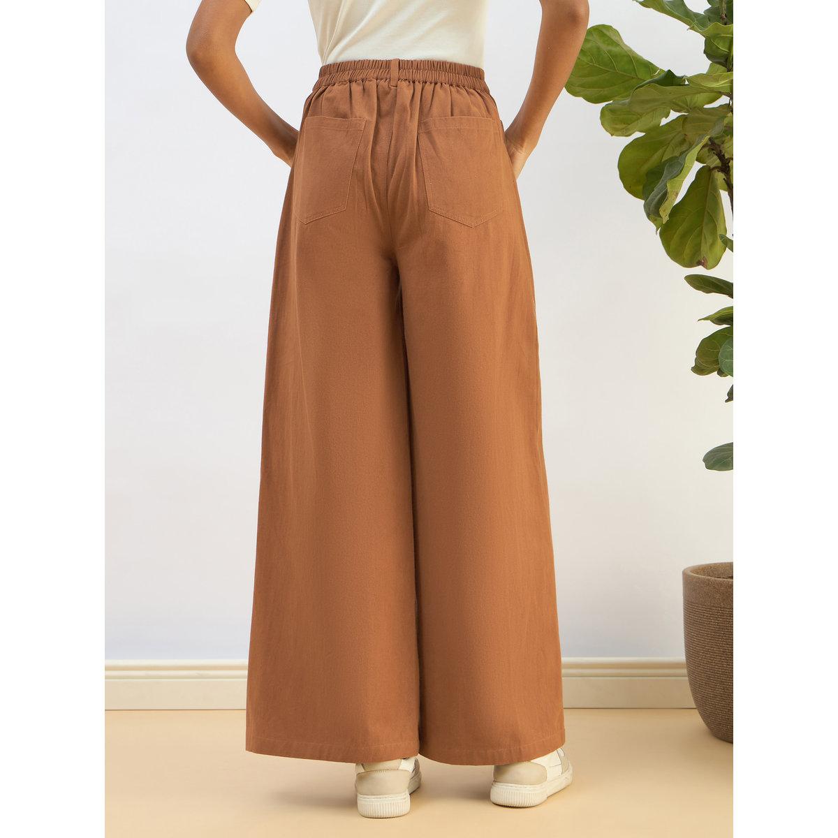 Sassafras Women Brown Twill Mid Rise Flared Pants-women-clothing-bottoms-trousers-image-5