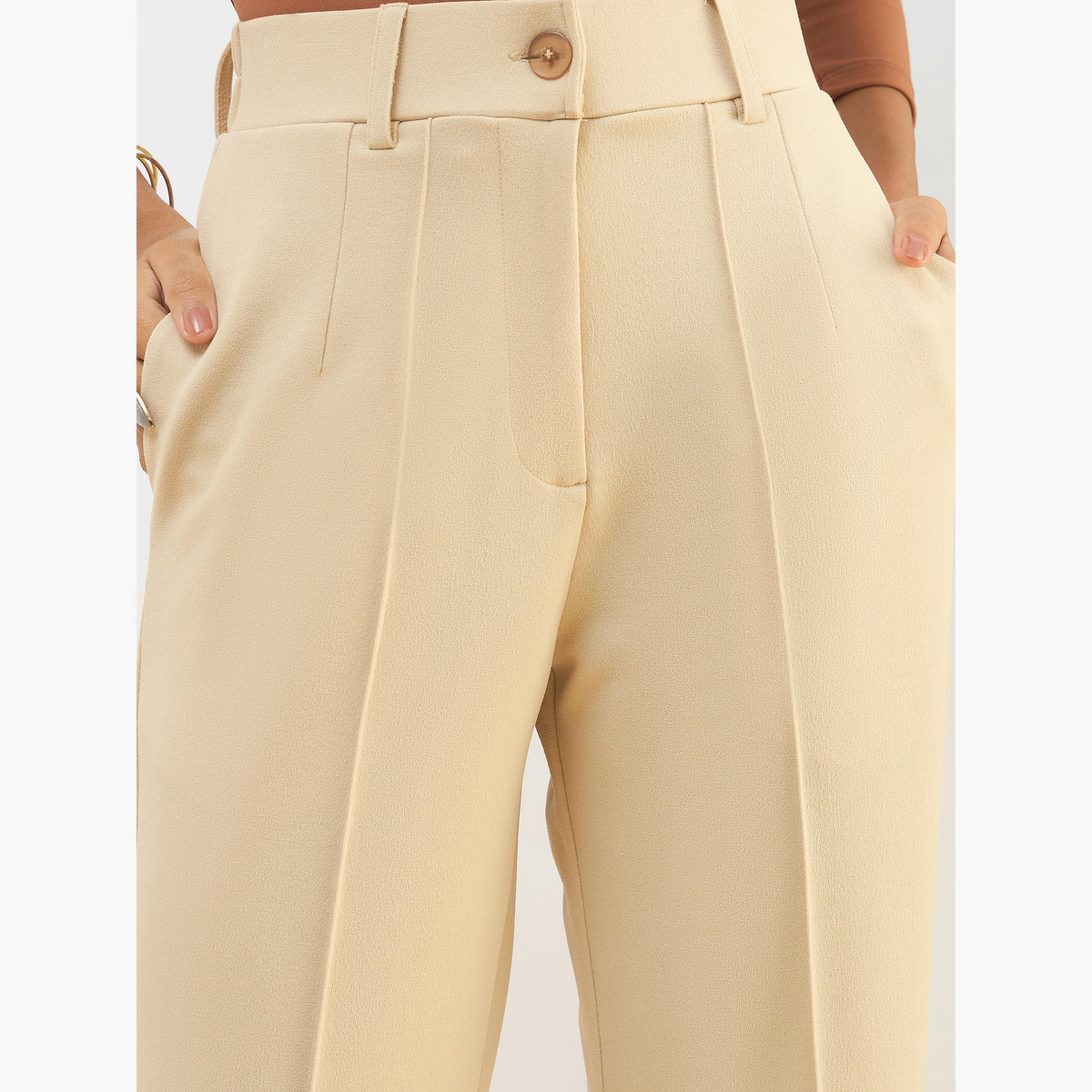 ساسافراس - بنطال بيج بقصة مستقيمة من الأمام-women-clothing-bottoms-trousers-image-4