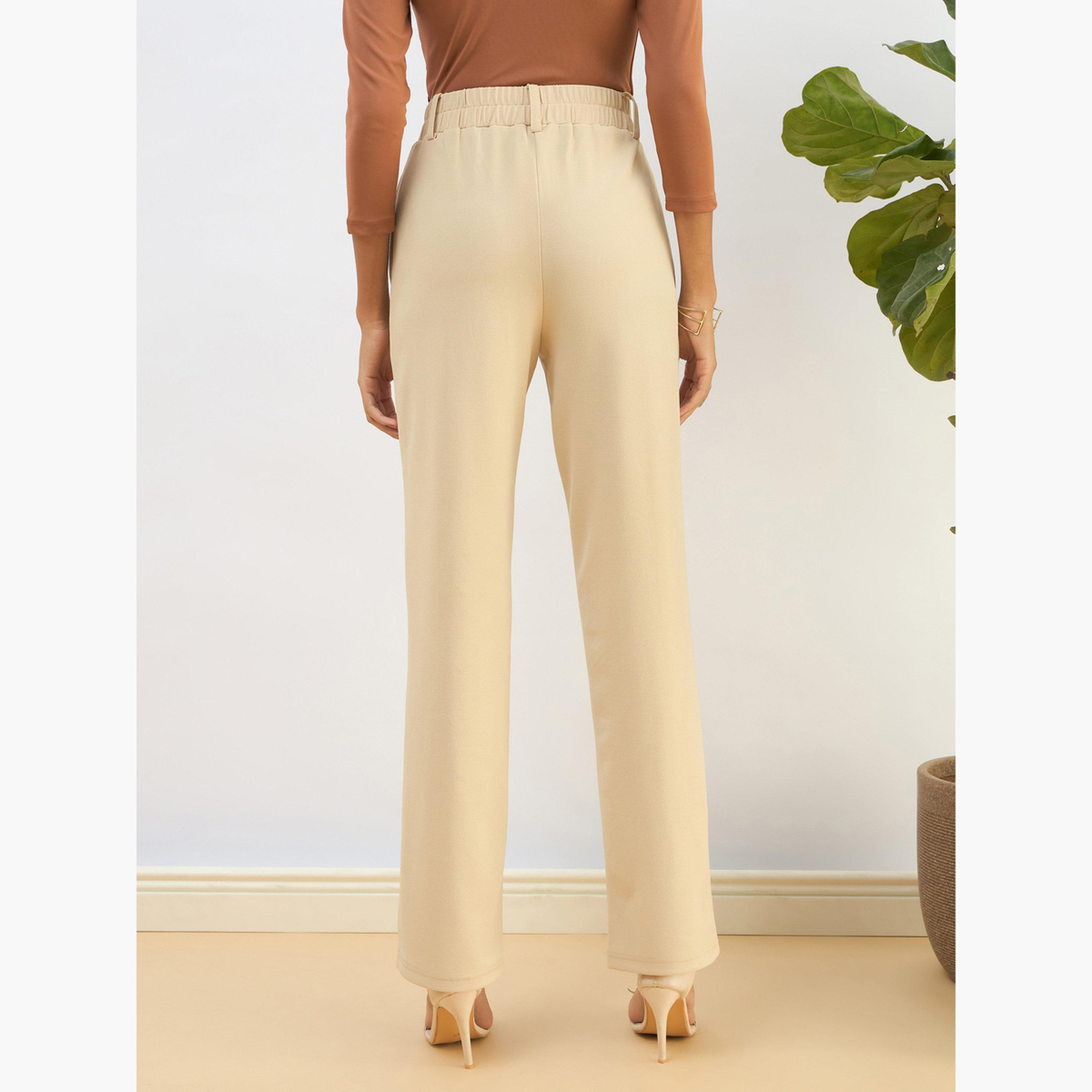 Sassafras Beige Front Dart Straight Leg Pants-women-clothing-bottoms-trousers-image-5