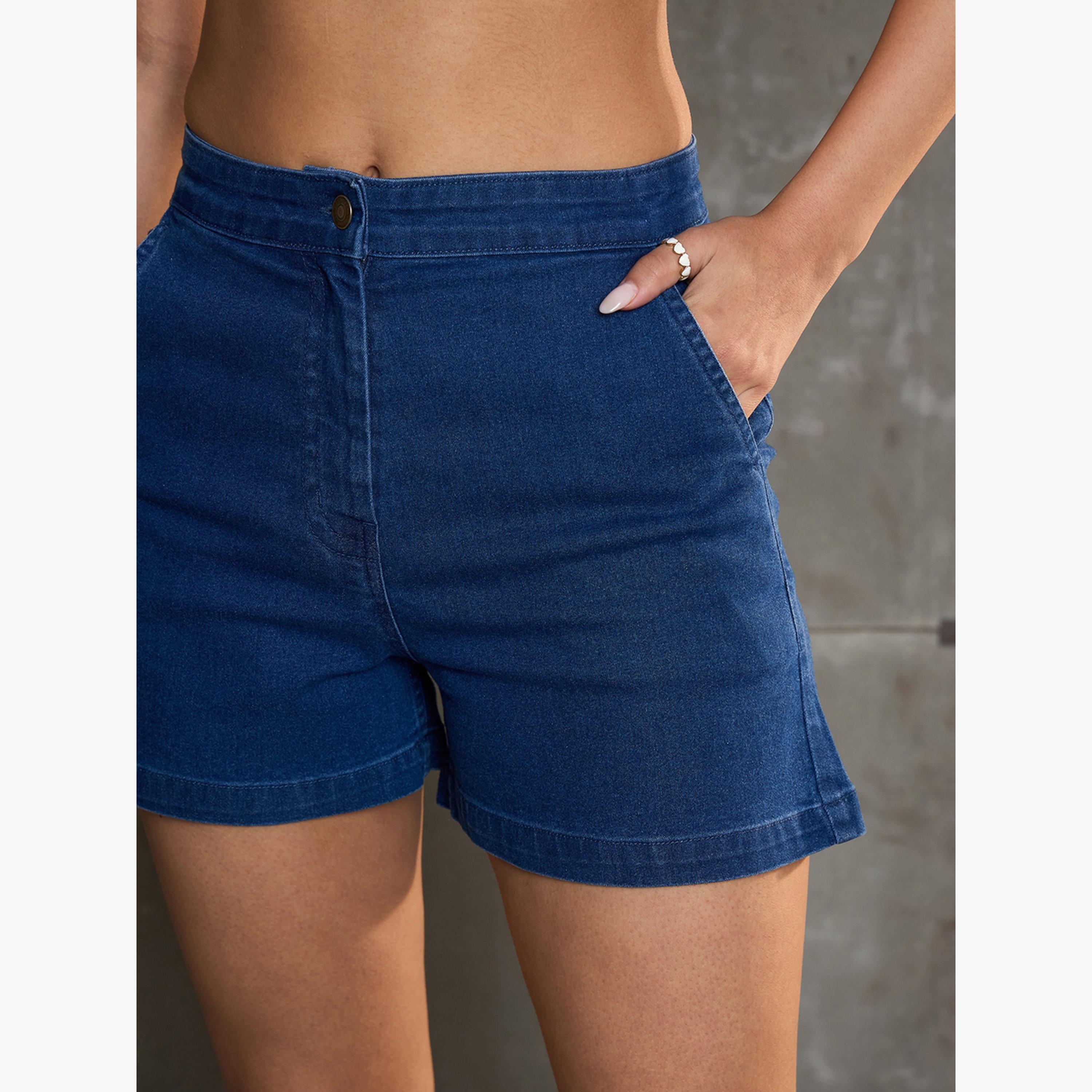 ساسافراس - شورت جينز أزرق داكن-women-clothing-bottoms-shorts-image-4