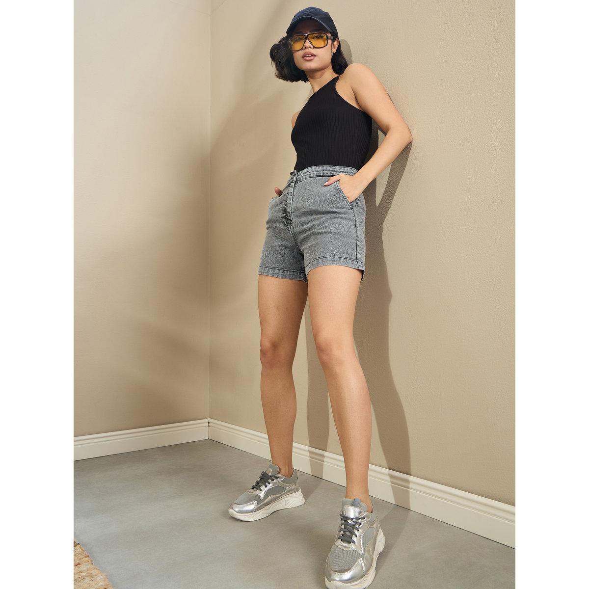 شورت بقصة دنيم بخصر عالي-women-clothing-bottoms-shorts-image-2