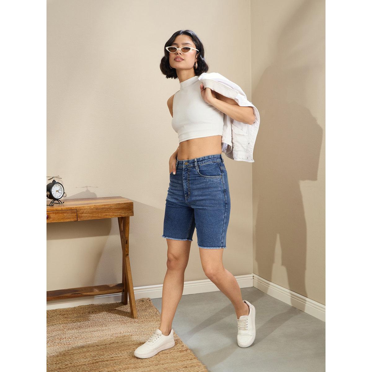 Sassafras Blue High Rise Denim Shorts-women-clothing-bottoms-shorts-image-2