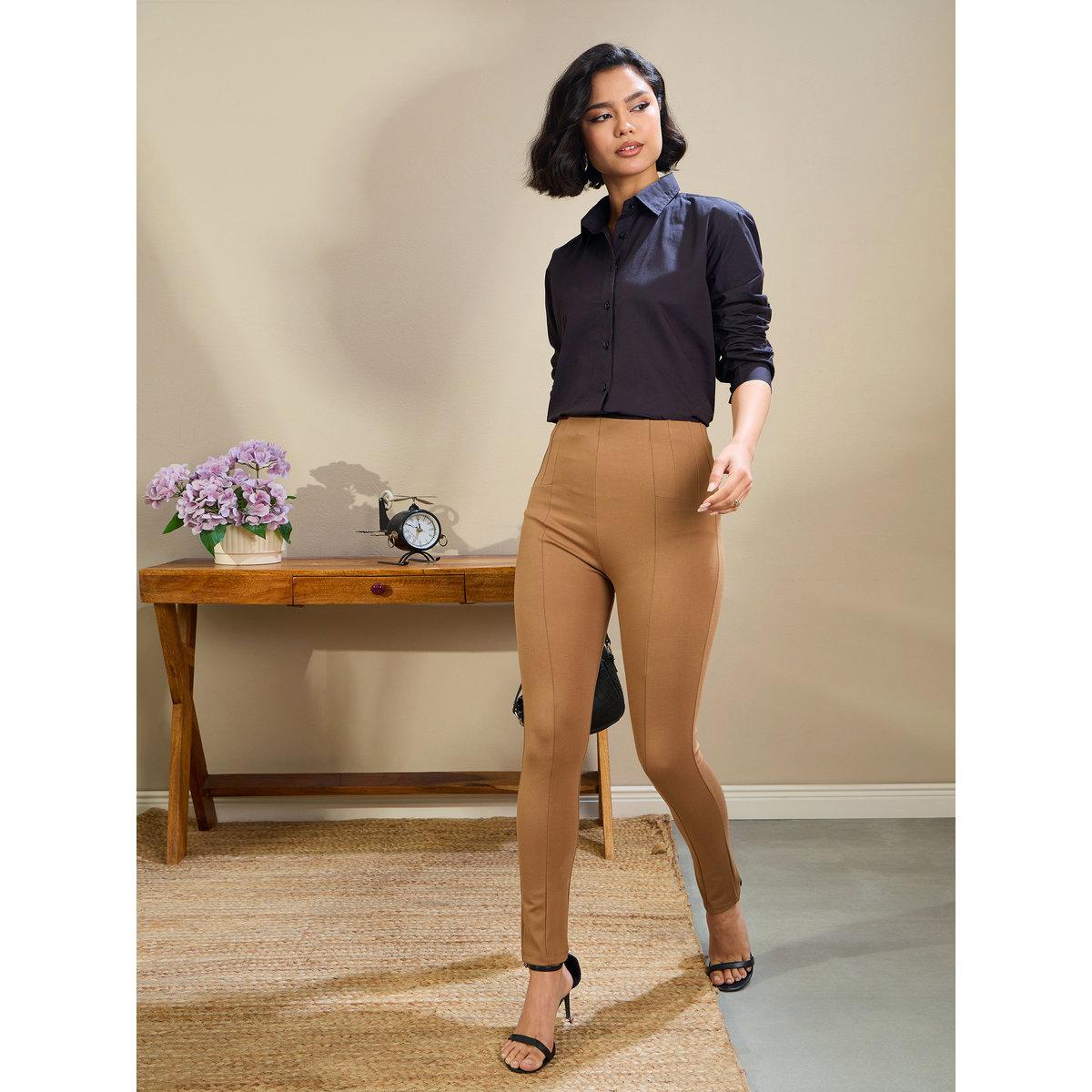 Sassafras Women Brown High Rise Skinny Pants-women-clothing-bottoms-trousers-image-10