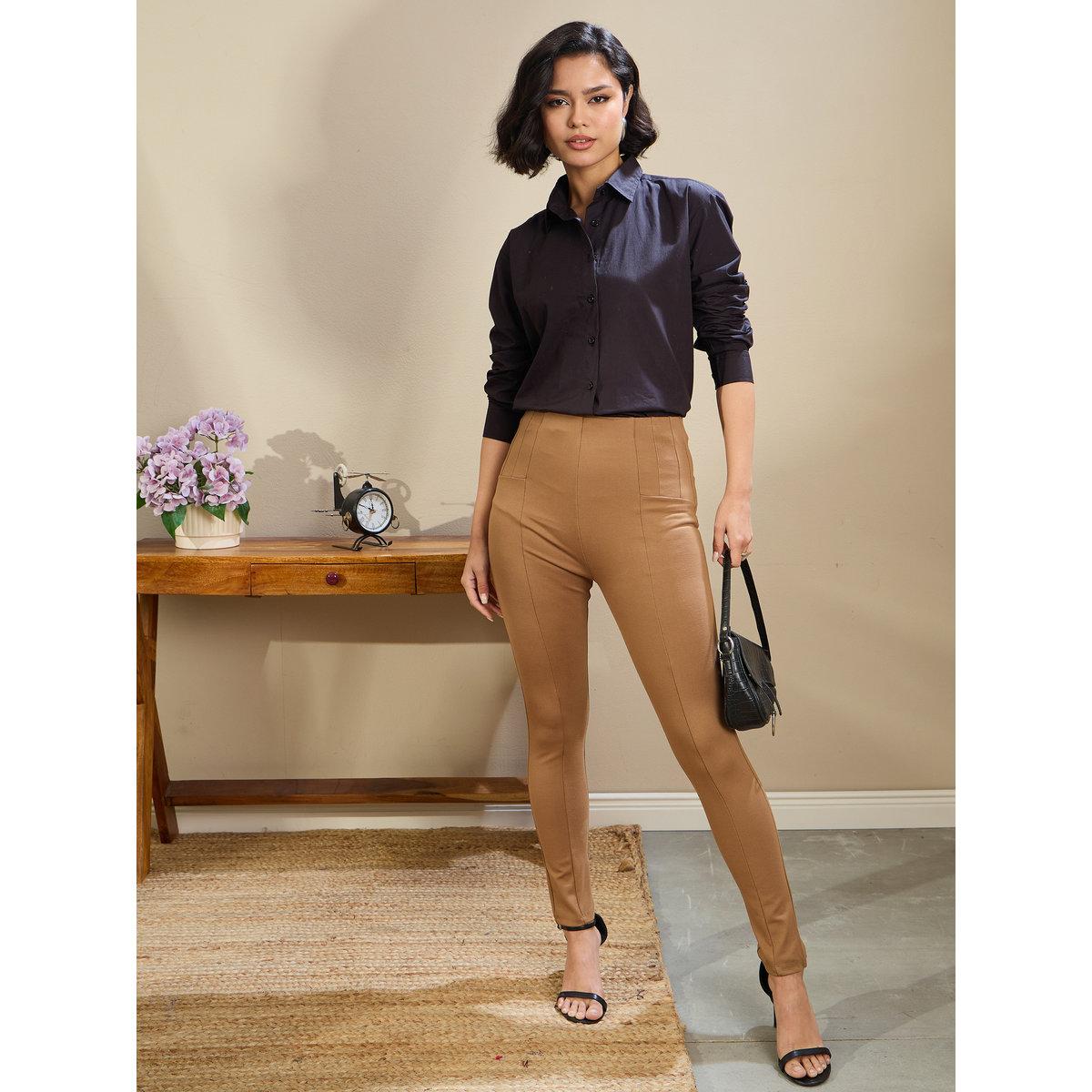 Sassafras Women Brown High Rise Skinny Pants-women-clothing-bottoms-trousers-image-7