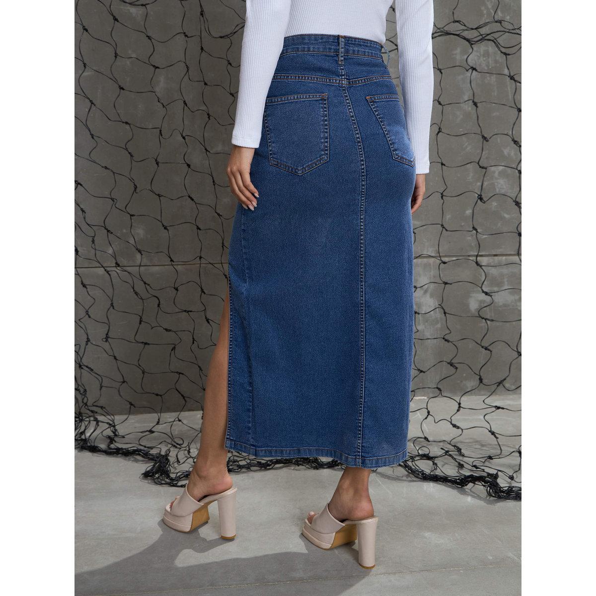 Sassafras Blue Denim Bodycon Midi Skirt-women-clothing-bottoms-skirts-image-6