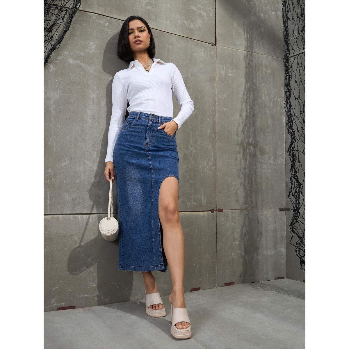 Sassafras Blue Denim Bodycon Midi Skirt-women-clothing-bottoms-skirts-image-8