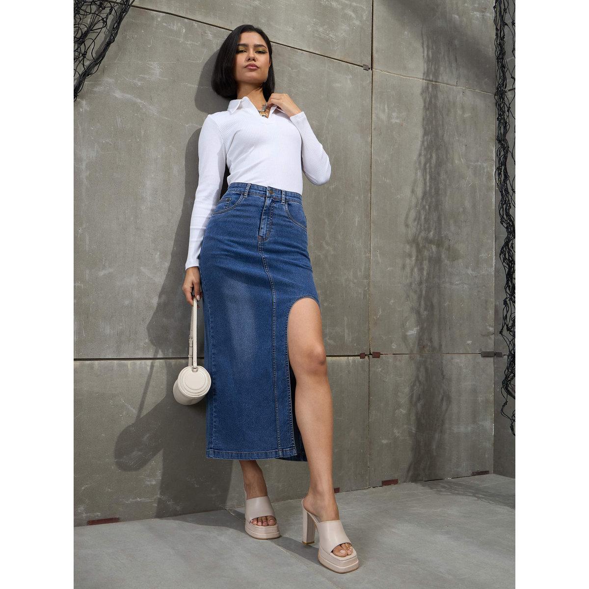 Sassafras Blue Denim Bodycon Midi Skirt-women-clothing-bottoms-skirts-image-9