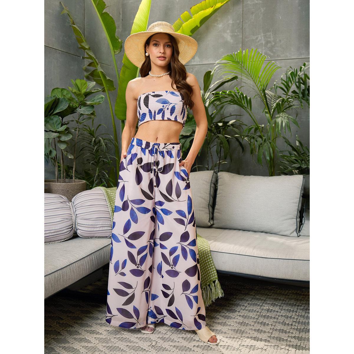 طقم منسق من بنطال وبلوزة بطبعة زهور-women-clothing-coordsets-image-8