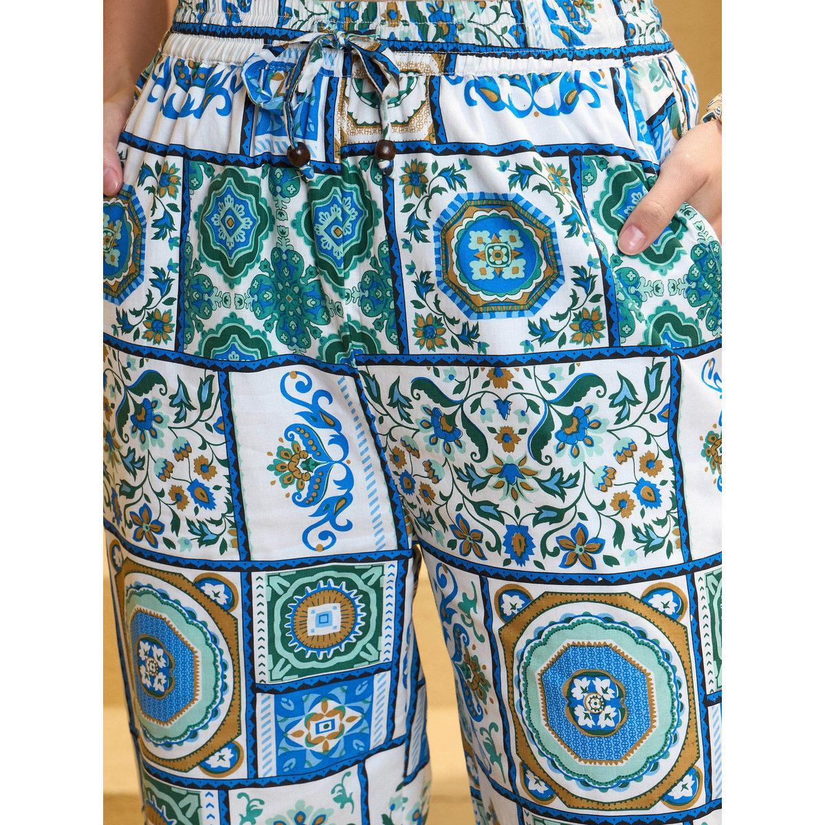 Sassafras Multi Cambric Tile Print Shirt and Pants Co-Ords-women-clothing-coordsets-image-6