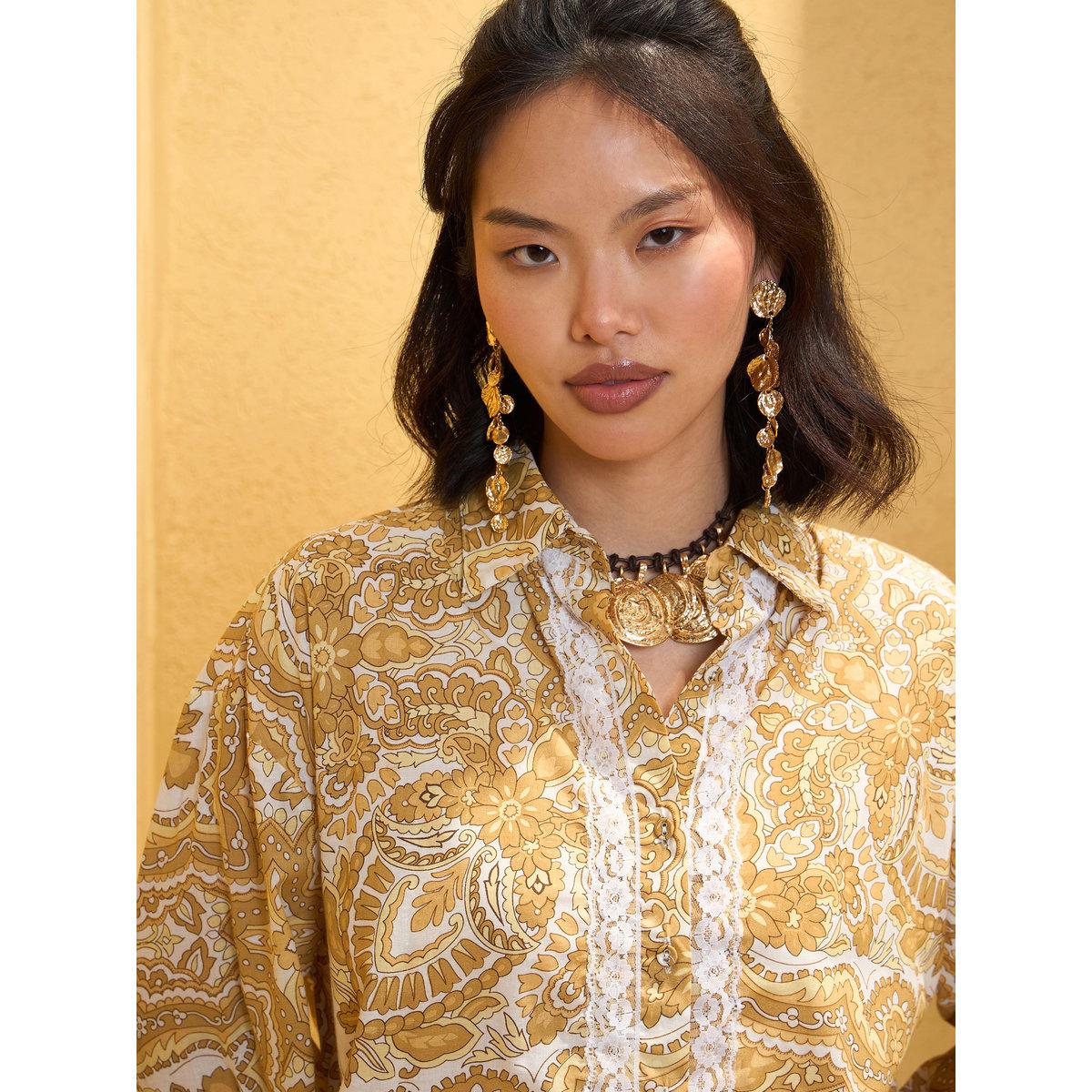 Sassafras Yellow Cambric All Over Print Shirt and Pants Co-Ords-women-clothing-coordsets-image-5