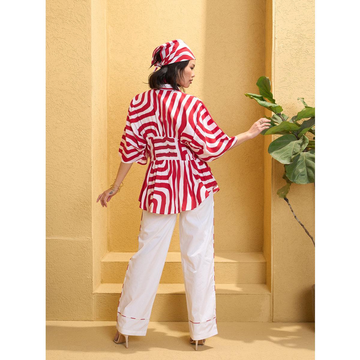 Sassafras Women Geometric Shirt and Solid Pants Co-Ords-women-clothing-coordsets-image-5