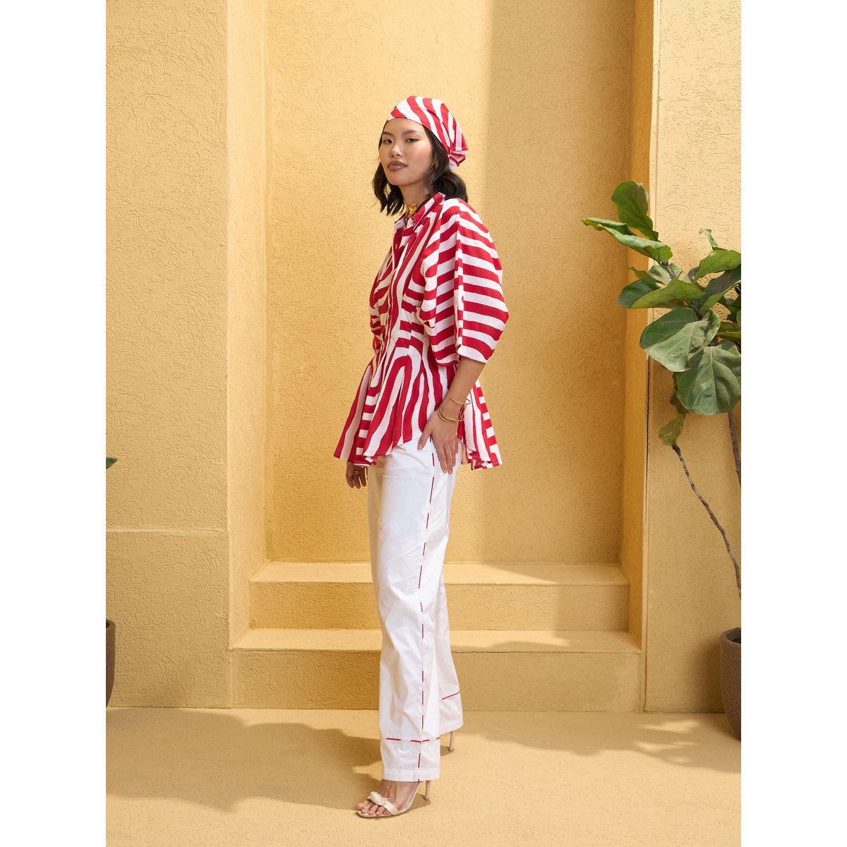طقم منسق من بنطال وبلوزة بتفاصيل طباعة-women-clothing-coordsets-image-7