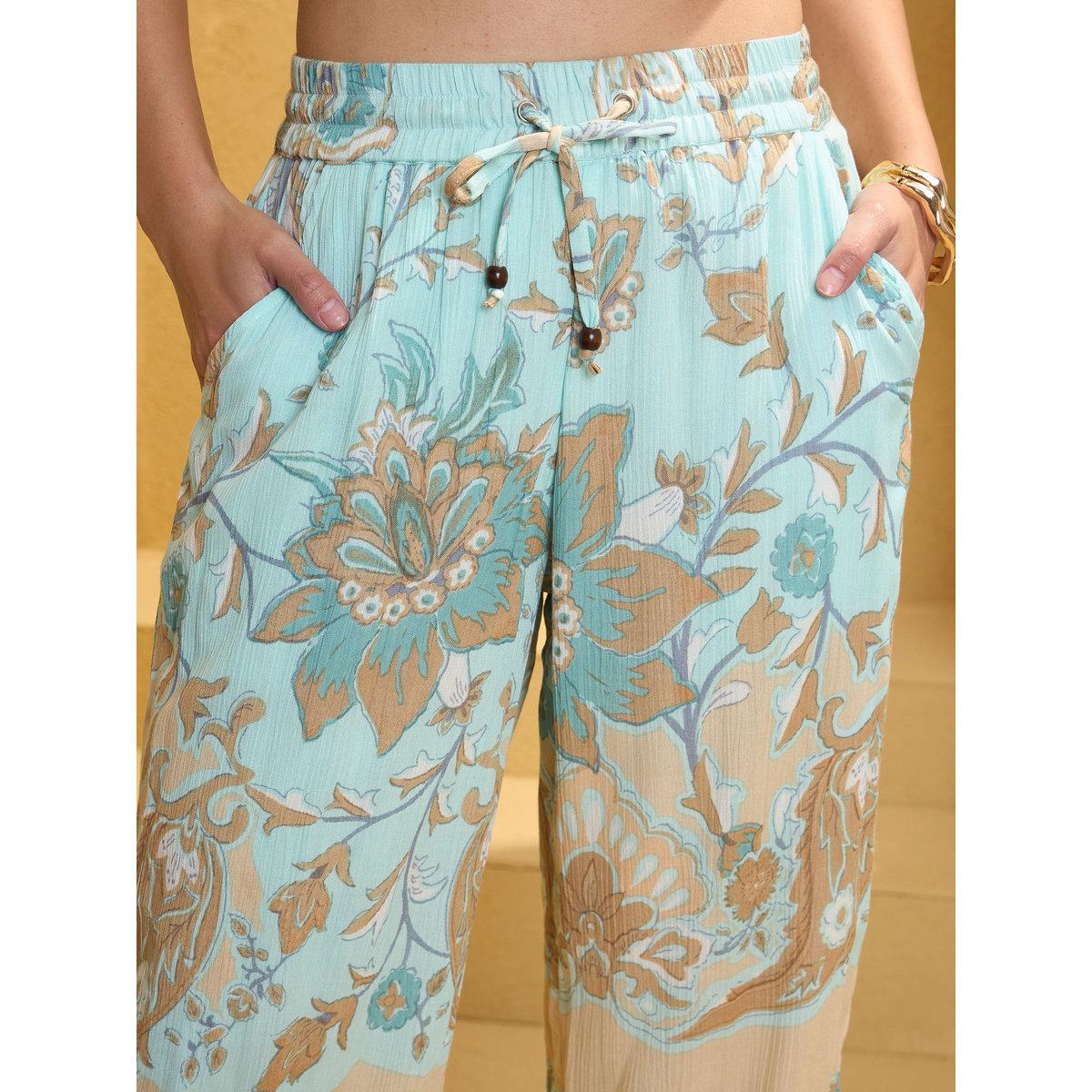 Sassafras Blue Floral Longline Shirt and Pants Co-Ords-women-clothing-coordsets-image-5