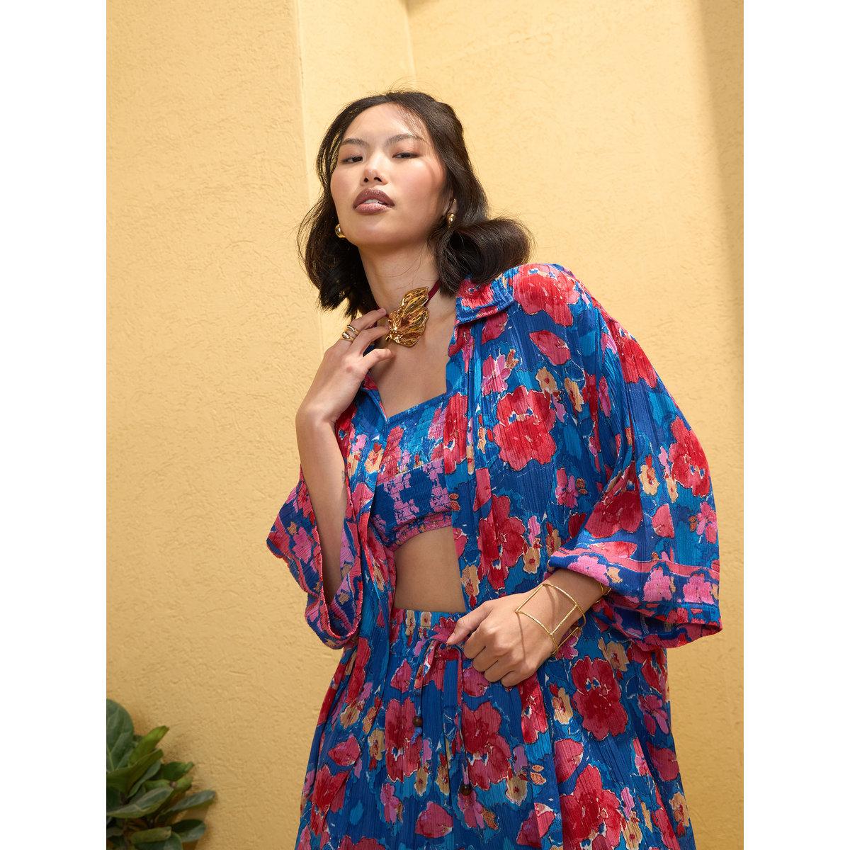 Sassafras Blue Floral Bustier, Shorts and Shrug Co-Ords-women-clothing-coordsets-image-4