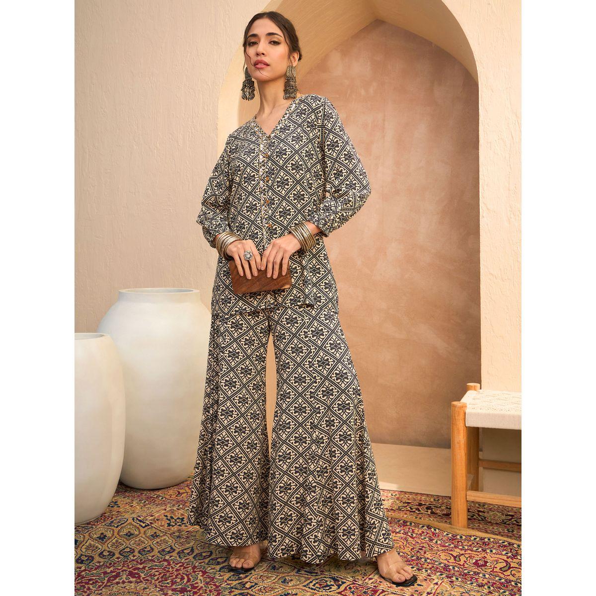 Sassafras All Over Print Shirt and Palazzos Co-Ords-women-clothing-coordsets-image-1