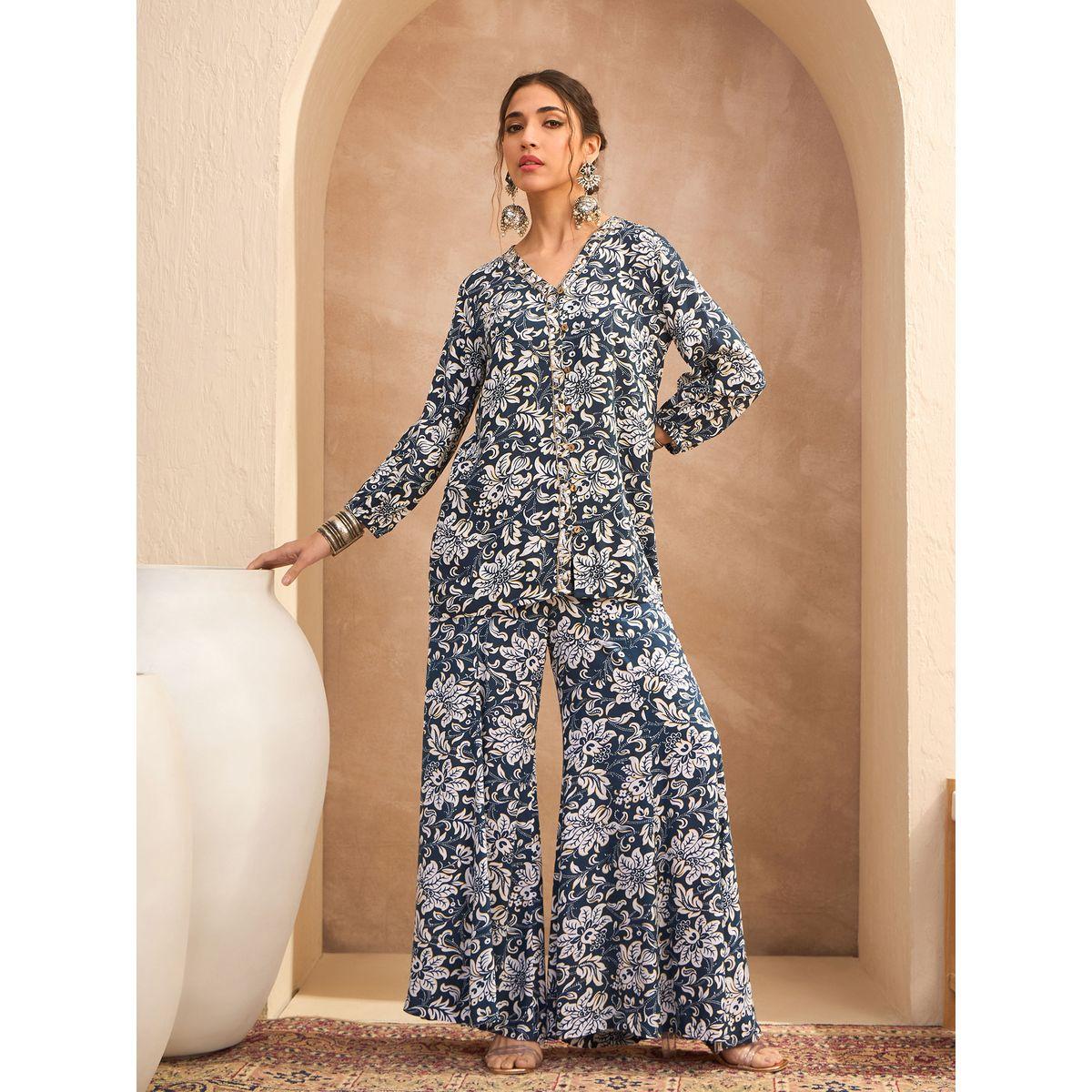 Sassafras All Over Print Shirt and Palazzos Co-Ords-women-clothing-coordsets-image-1