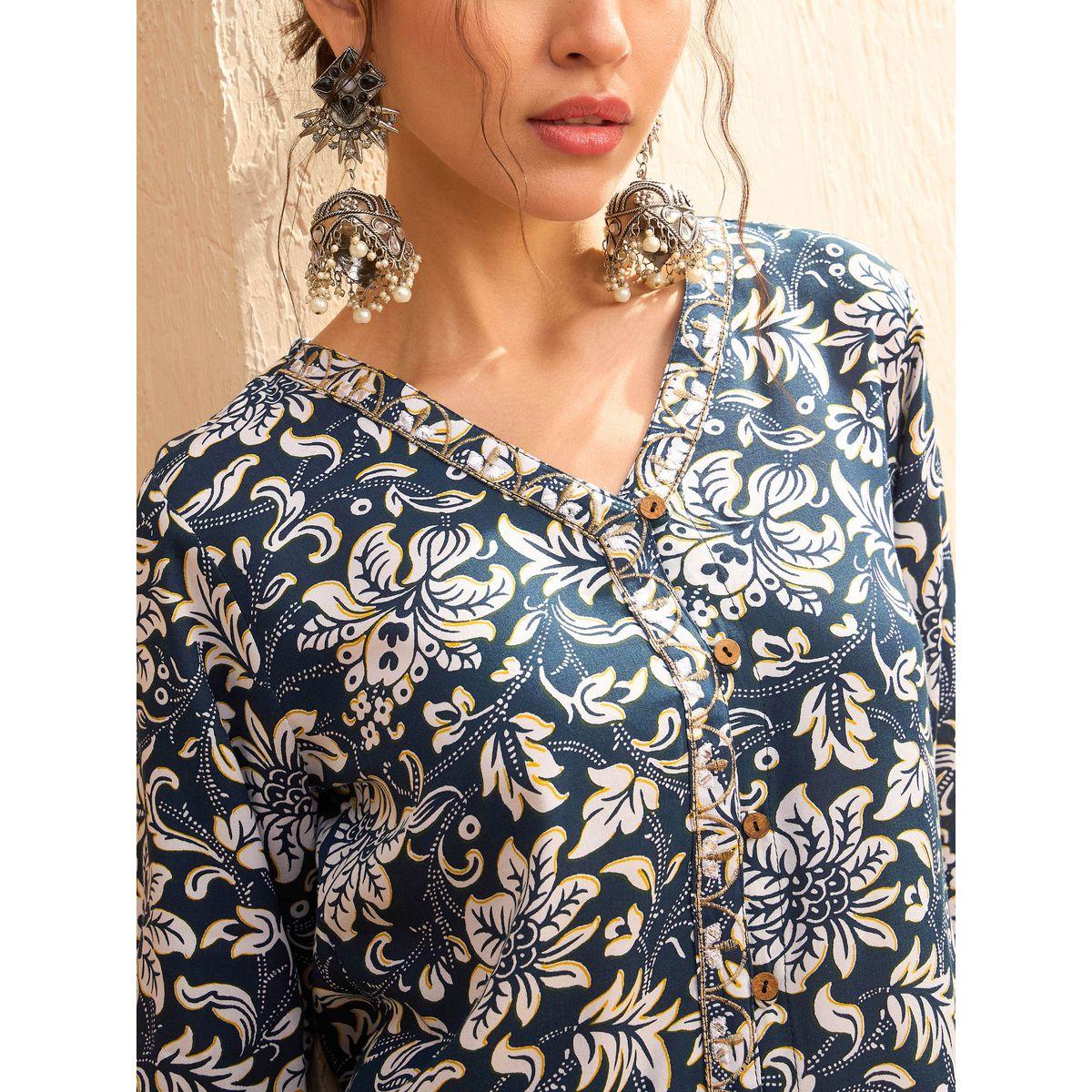 طقم منسق من بنطال بالازو وبلوزة مُطبعة بالكامل-women-clothing-coordsets-image-4