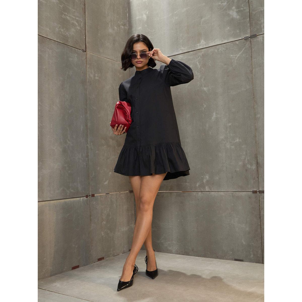 فستان قصير بحافة كشكش-women-clothing-dresses-image-2