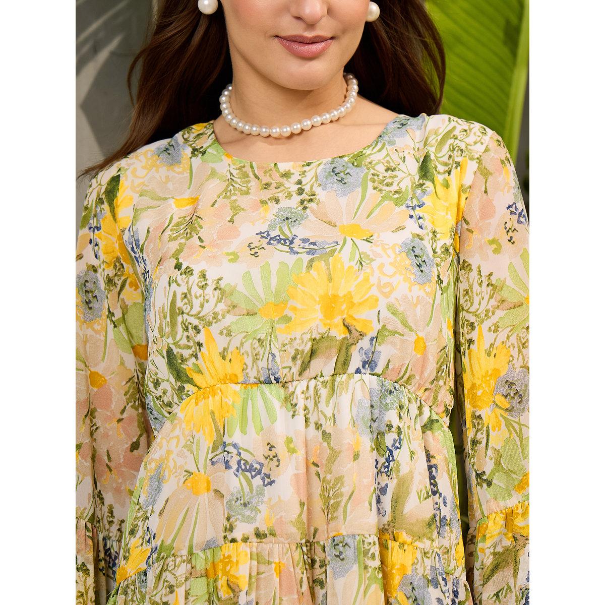 Sassafras Green Floral Back Smocked Mini Dress-women-clothing-dresses-image-4