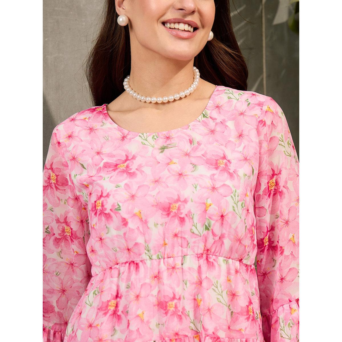 Sassafras Pink Floral Back Smocked Mini Dress-women-clothing-dresses-image-4