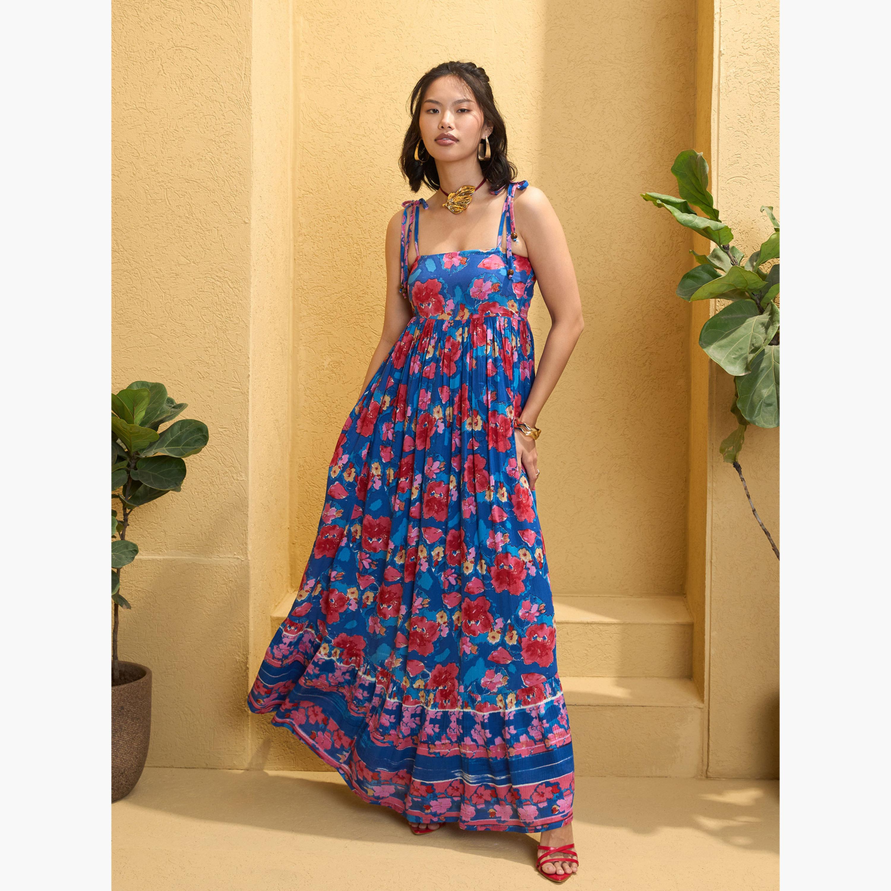 Sassafras Floral Print Strappy Tie-up Maxi Dress-women-clothing-dresses-image-6