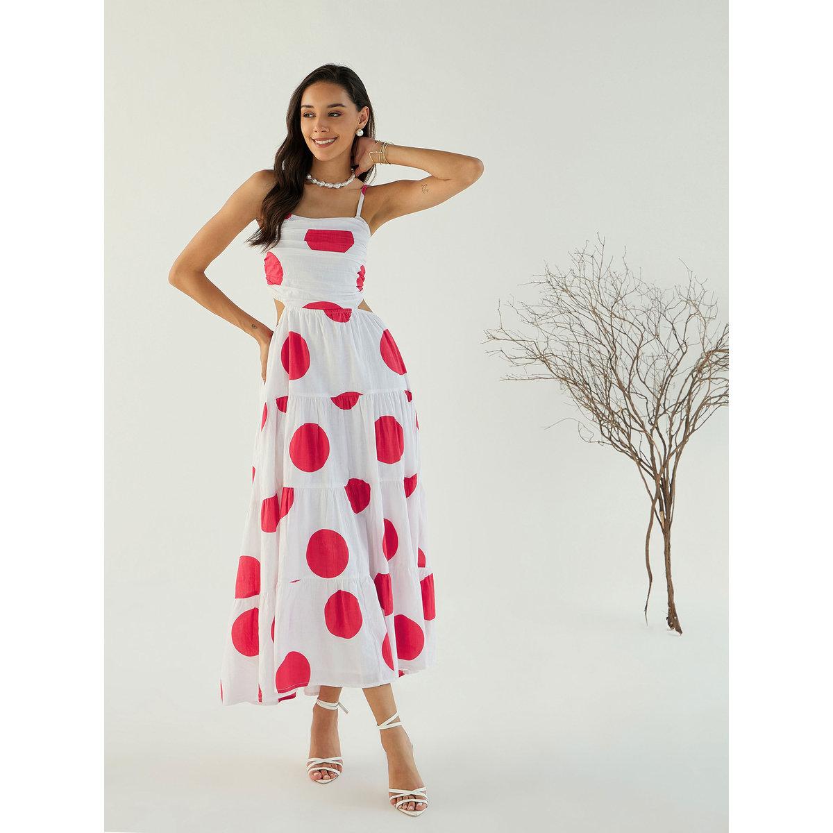 Sassafras White Back Cut-Out Polka Dot Midi Dress-women-clothing-dresses-image-6