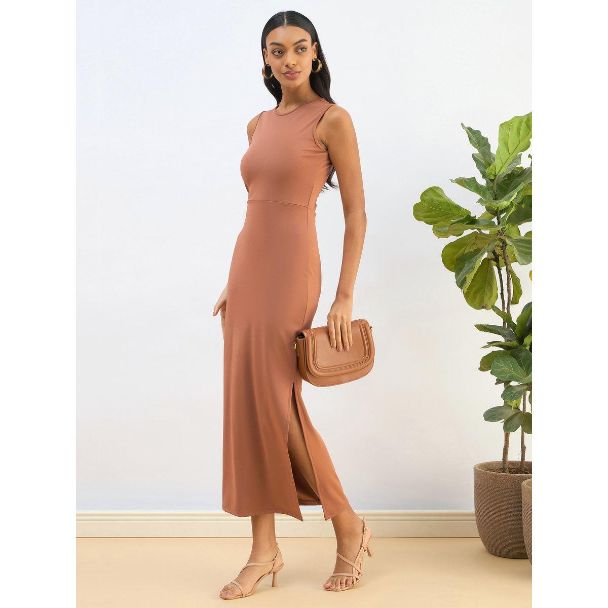 brown rust dress Leiney Tiered Dress- Rust Small