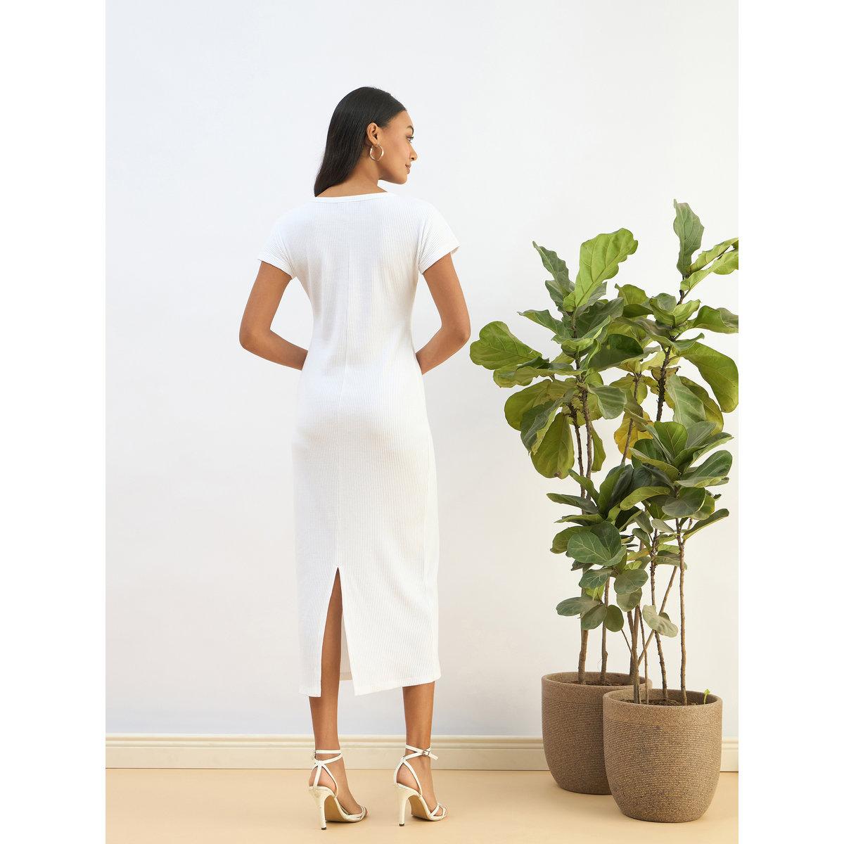 Sassafras White Ribbed Bodycon Midi Dress-women-clothing-dresses-image-5